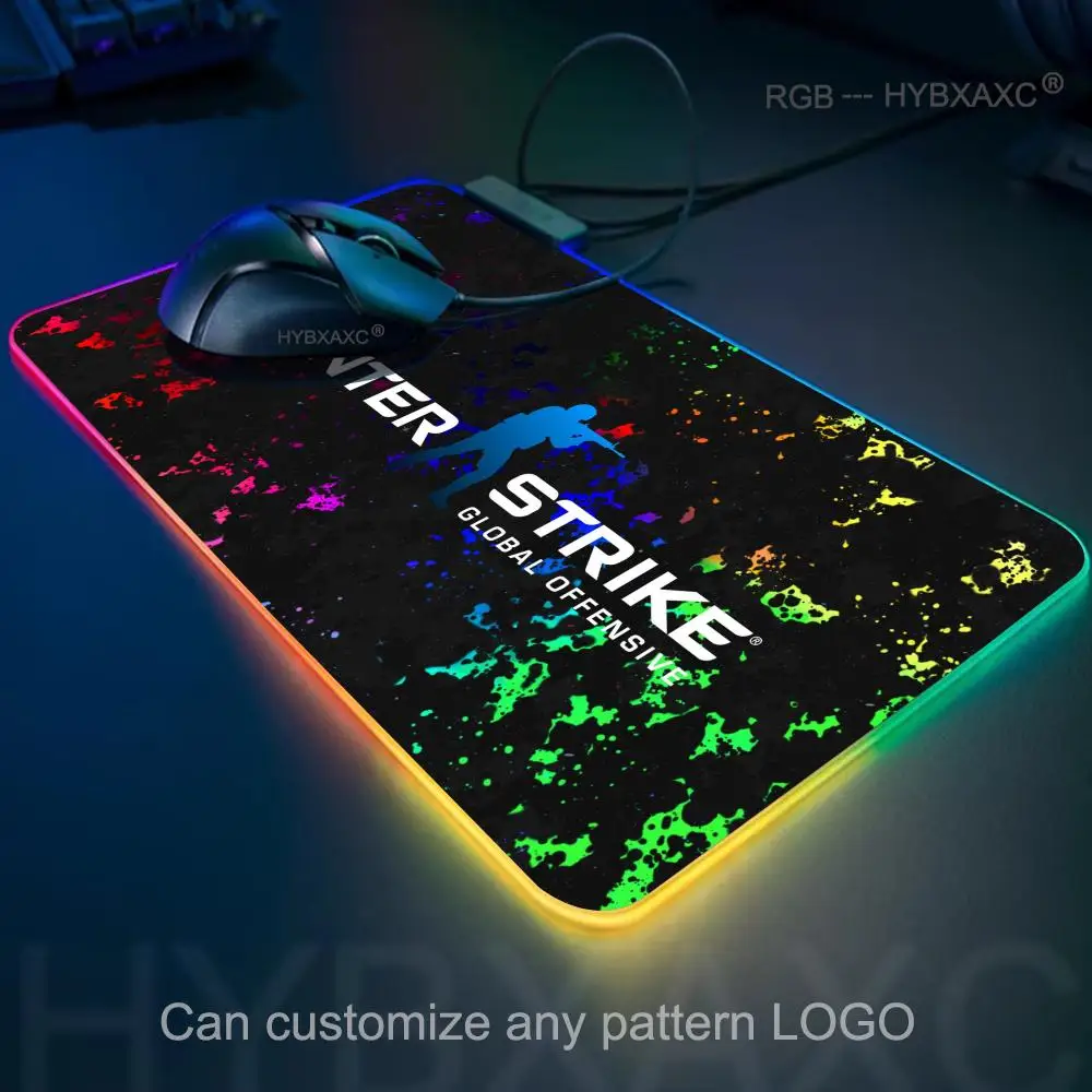 Фото Игровой коврик для мыши HYBXAXC 400x800 мм с RGB-подсветкой, HD-дизайн, большой размер XXL, аксессуары для геймеров, коврик для мыши CSGO RGB №2