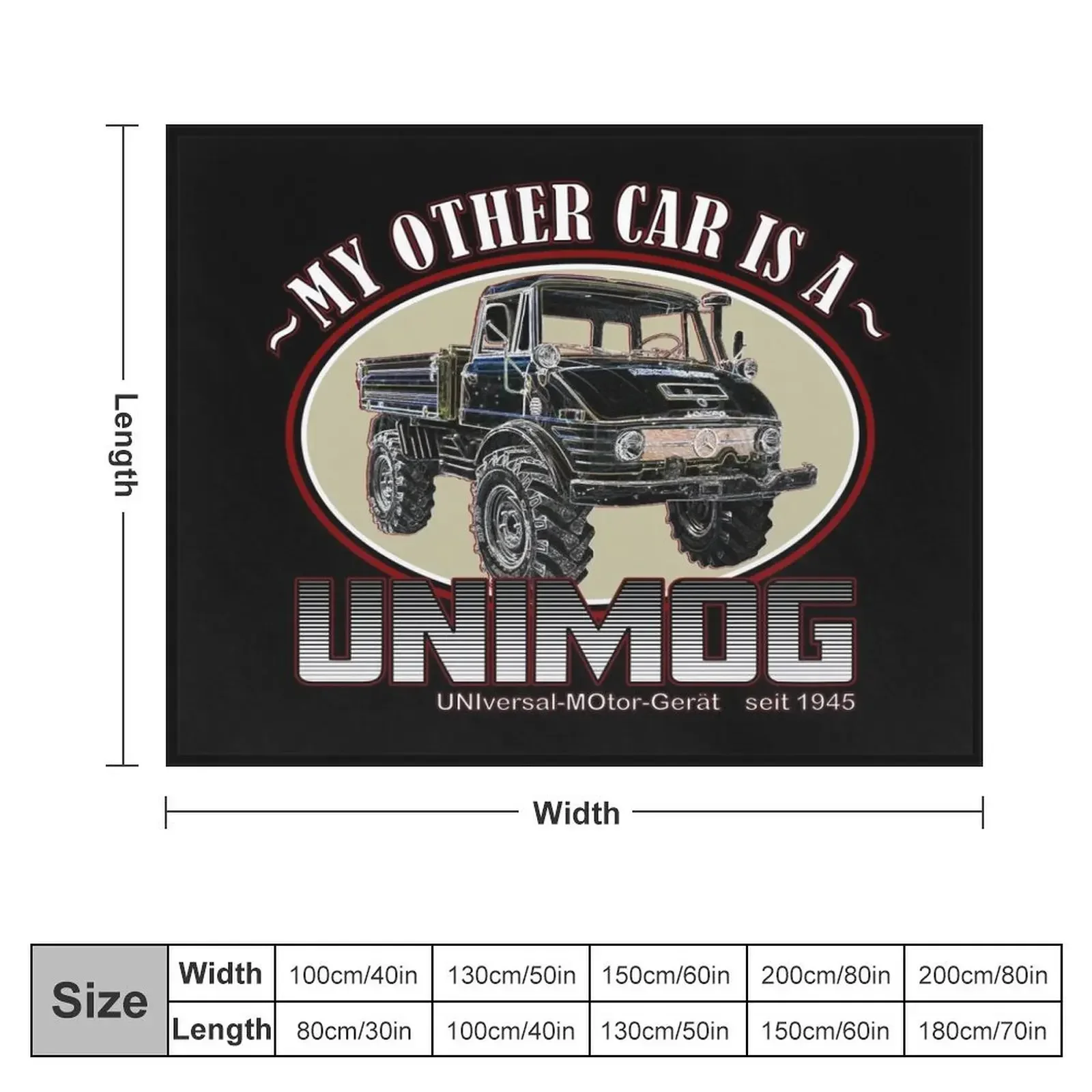 Мой другой автомобиль — UNIMOG (черный фон) Декоративные одеяла для путешествий