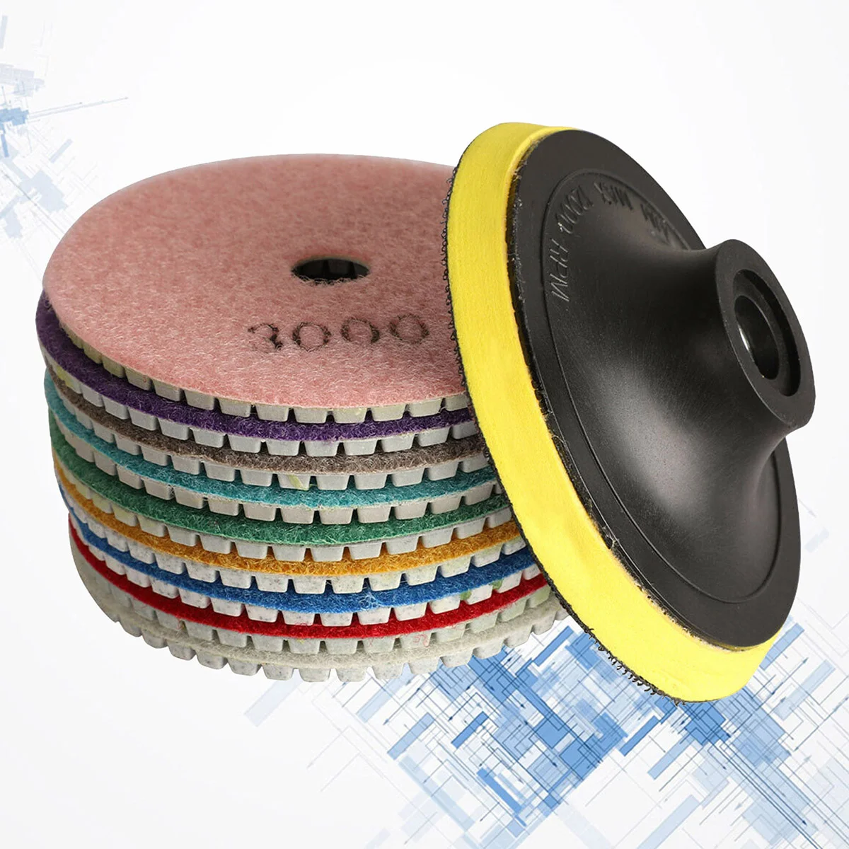

10Pcs Polishing Pads 4 Inch Resin Wet/ Dry Grinding Pads for Concrete Marble