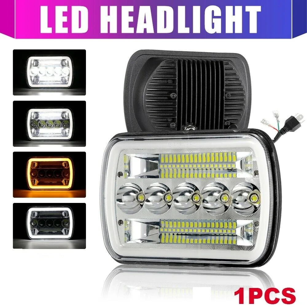 5x7'' 7x6'' LED Headlight Hi-Lo Beam DRL Lamp For Jeep Cherokee Hilux Toyota