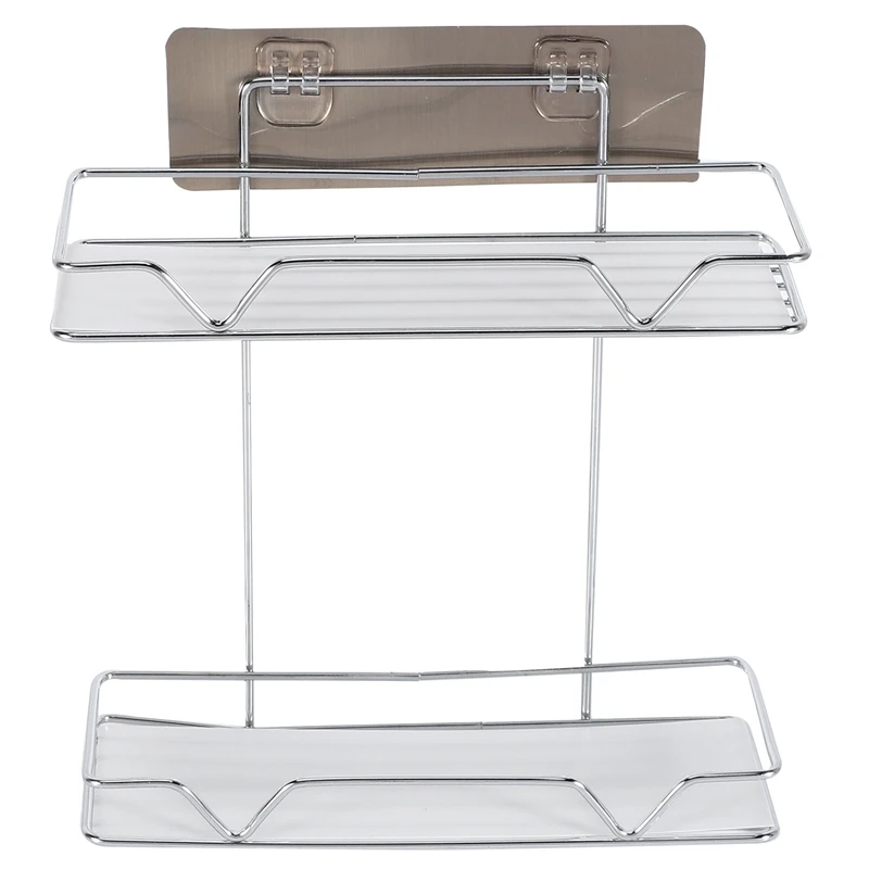 Double Layer Bathroom Organizer Stainless Steel Storage Shelf Kitchen Bathroom Toilet Wall Hanging Cosmetic Multifunction Storag