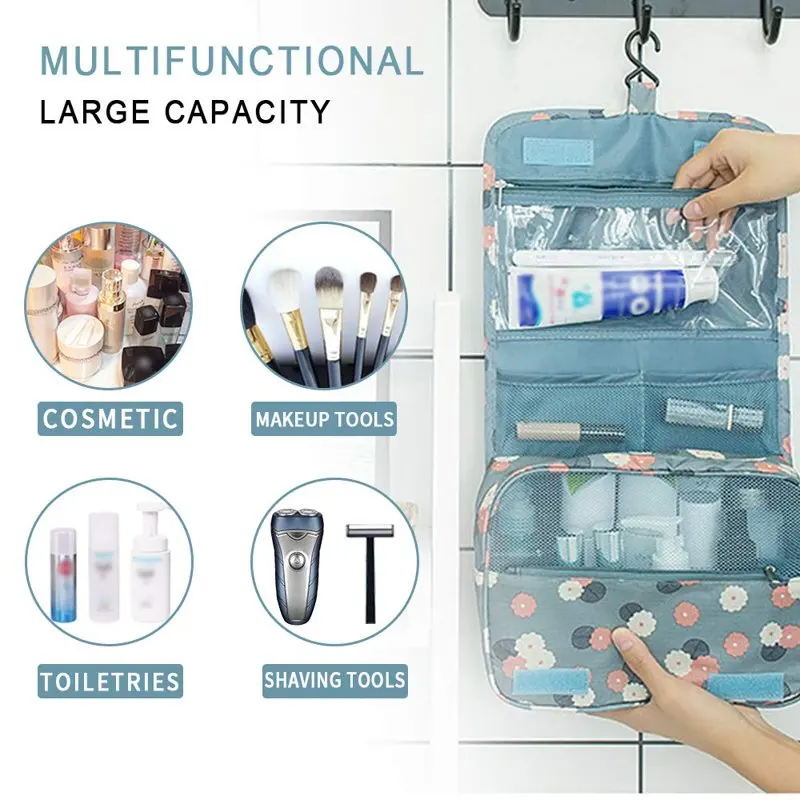 Travel Toiletry Bag ,Travel Bag for Women with Hanging Hook,Traveling Makeup Organizer,Waterproof Cosmetic Bag Container, Protab