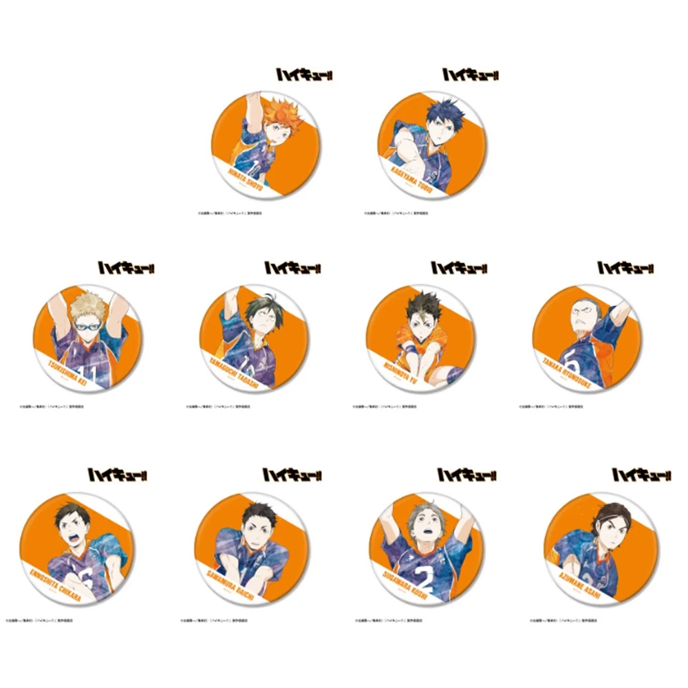 Фото 58 мм аниме Haikyuu Karasuno Hinata Shoyo Tobio Kageyama Daichi Sawamura косплей костюм значок булавка SPTE жесть брошь ﻿   Опора №1