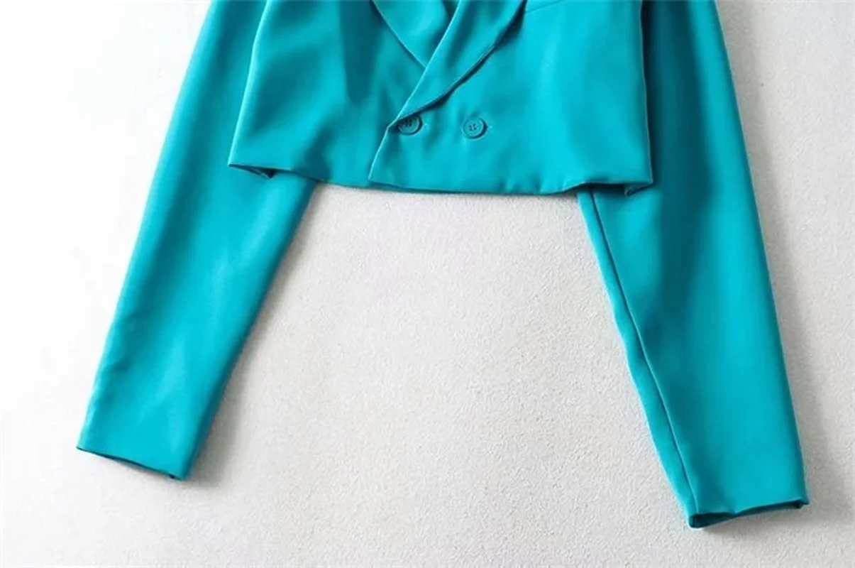 Casual Short Blazer Suit Women Simple Solid Colors Double Breasted Blazer Y2k Girl Cute Fashion Jacket Office Commute Clothing