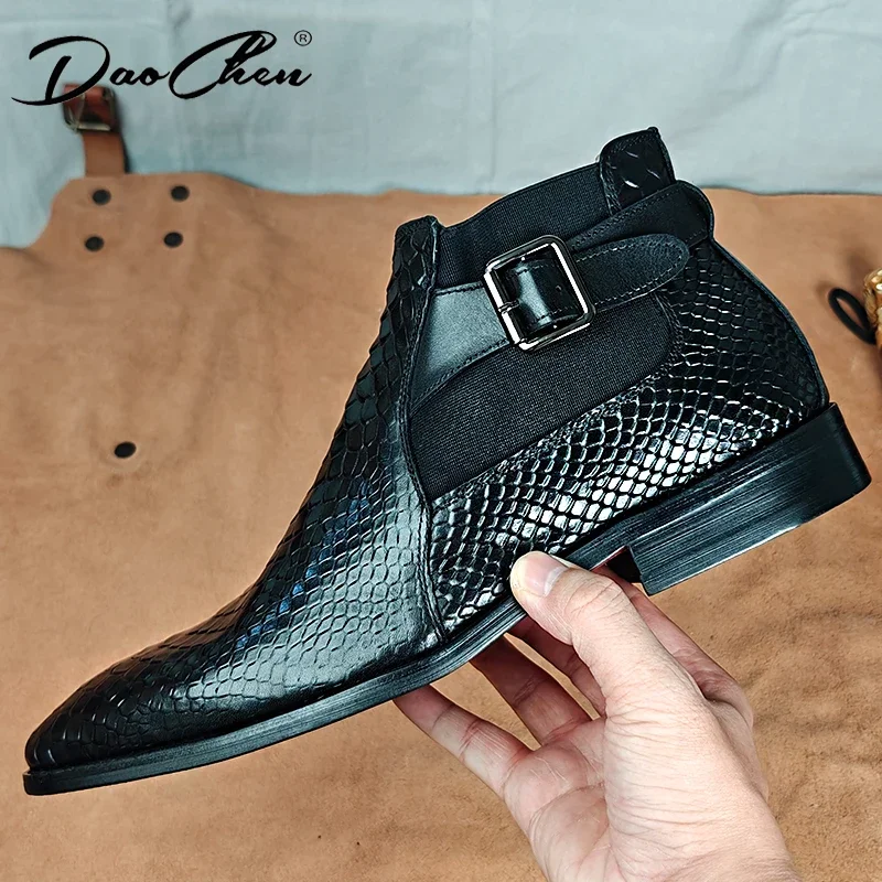 Мужские классические ботильоны из натуральной кожи черные или коричневые