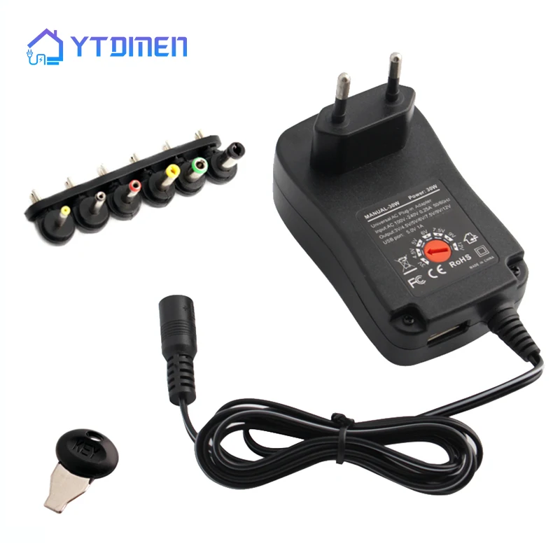 

3V/4.5V/5V/6V/7.5V/9V/12V 2A/2.5A AC/DC EU Plug Adjustable Power Adapters 220V To 12V 30W Universal Charger Switch Power Supply