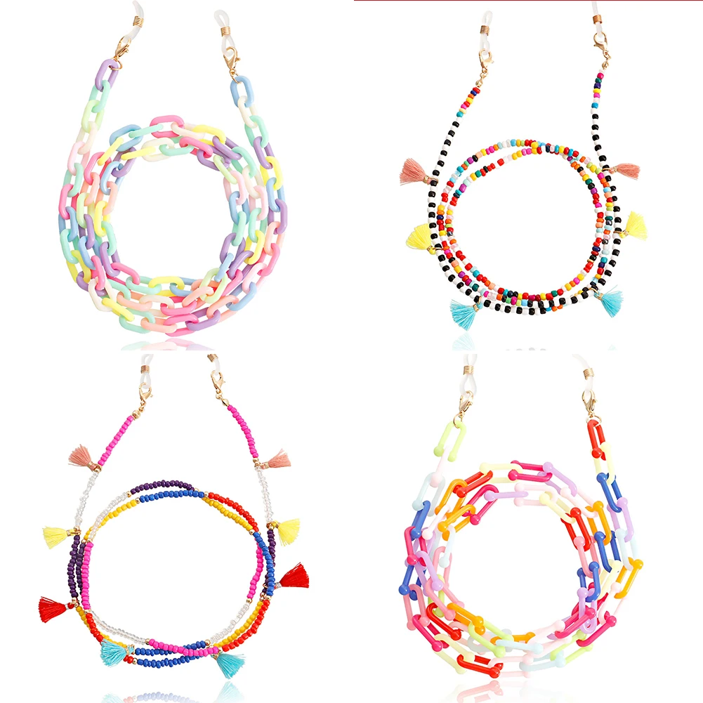 

2022 New Mixed Color Beads Mask Strap Anti-lost Necklace Glasses Chain Eyeglasses Holder Sunglasses Lanyard for Women Girls