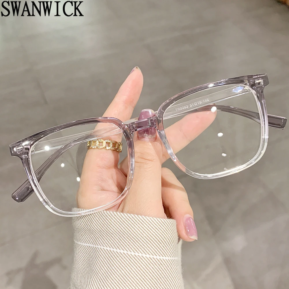 

Оправа Swanwick femaleTR90 для мужских и женских очков, декоративные квадратные антиблокировочные очки с ульсветильник Кими черными прозрачными ли...