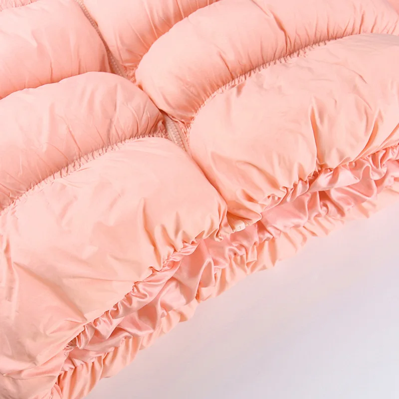 Casual Winter Long Sleeve Zipper Crop Top Bubble Pink Puffer Jacket For Women Outfits Fashion Outdoor Keep Warm Coats Wholesale