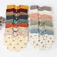 cotton gause baby bibs solid color absorbent baby tassel bib newborn burp cloths bandana scarf for kids baby girls feeding item