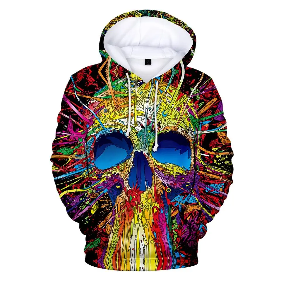 

Popular Autumn and Winter Men Top Skull Element Hip Hop Fashion Trend Essential Hoodie Loose and Comfortable Large Size Clothing