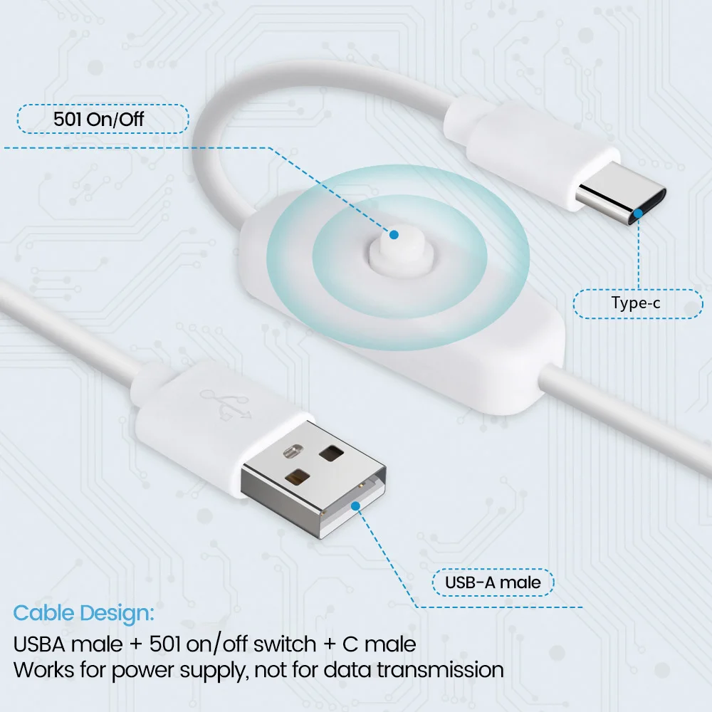 Olaf USB-кабель типа C с переключателем ВКЛ/ВЫКЛ USB-удлинитель для USB-лампы