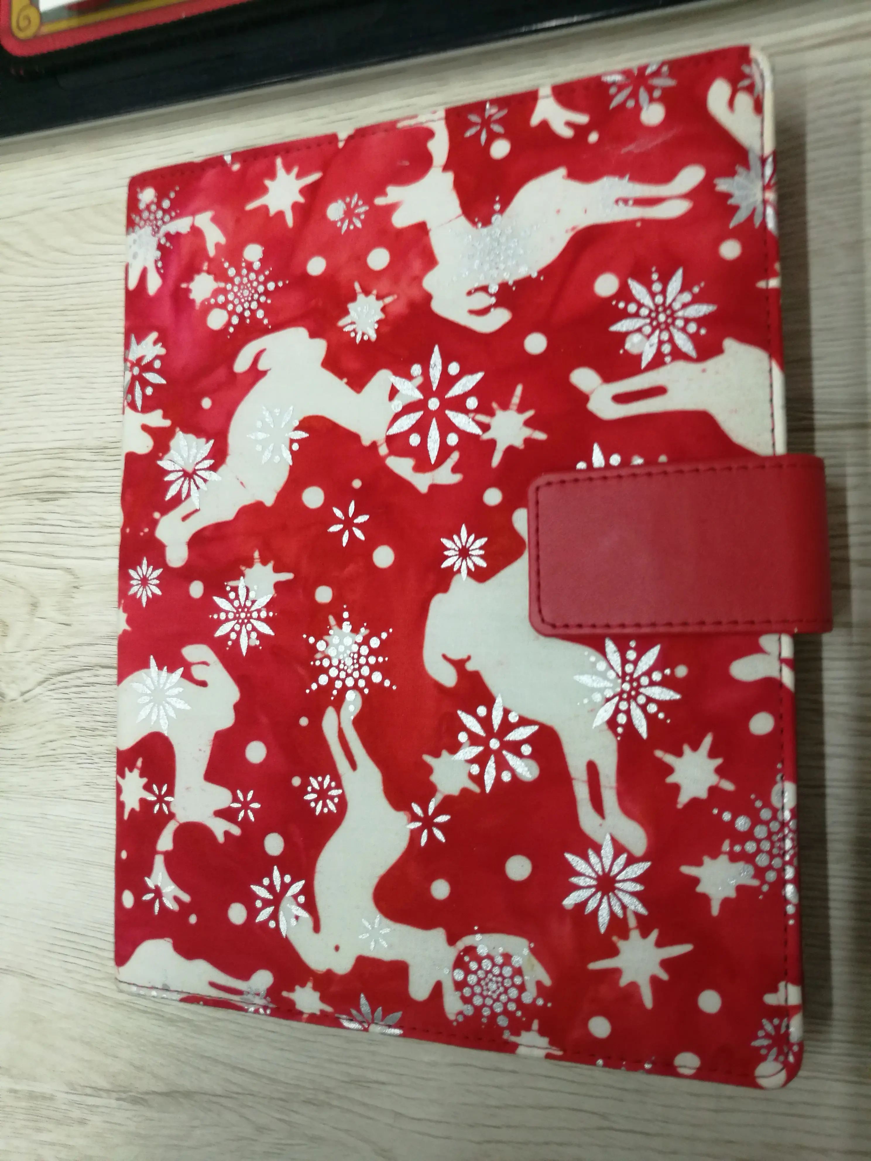 2022 Snow And Deer Theme Red Hand Made A5 Loose Leaf Journal Cover Planner Cover Free Shipping