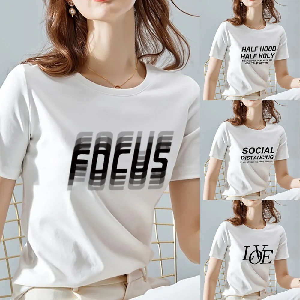 Футболка женская в стиле Харадзюку с круглым вырезом и коротким рукавом |