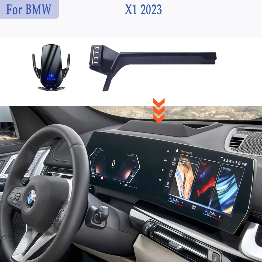 

Автомобильный держатель для телефона для BMW X1 2023, экран с фиксированным основанием, навигационный кронштейн, Беспроводная зарядка, мобильный гравитационный Linkag, автомобильные аксессуары