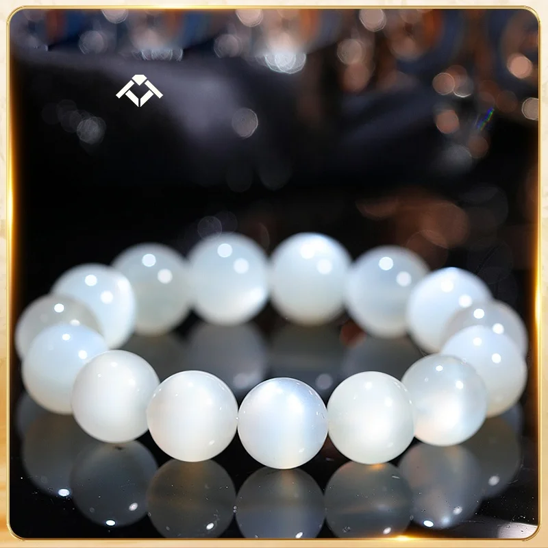 Super Cost-Effective Welfare Cream Body White Moonstone round Beads Women Bracelet Jewelry Gift