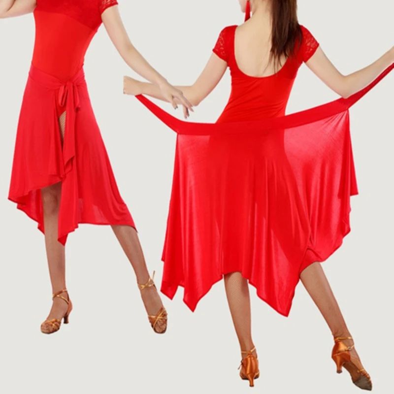 

Женская летняя юбка с асимметричным подолом, черная, фиолетовая, красная профессиональная юбка для танцев, юбка для латиноамериканских танцев, 2021