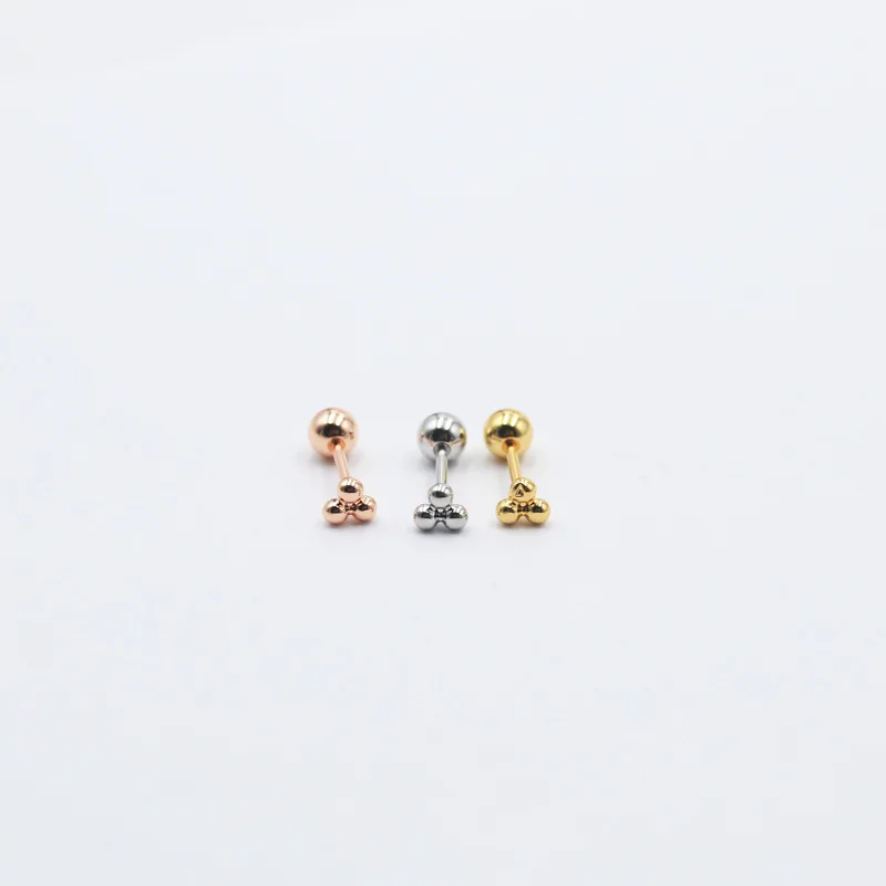 

316l Stainless Steel Brief 3 Small Balls Stud Earring IP Plating No Fade Allergy Free Quality Jewelry