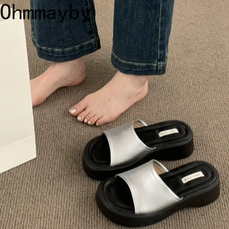 

Шлепанцы Lalides женские на платформе, уличные сандалии на толстой подошве, плоская подошва, открытый носок, пляжные тапочки для отдыха, летние