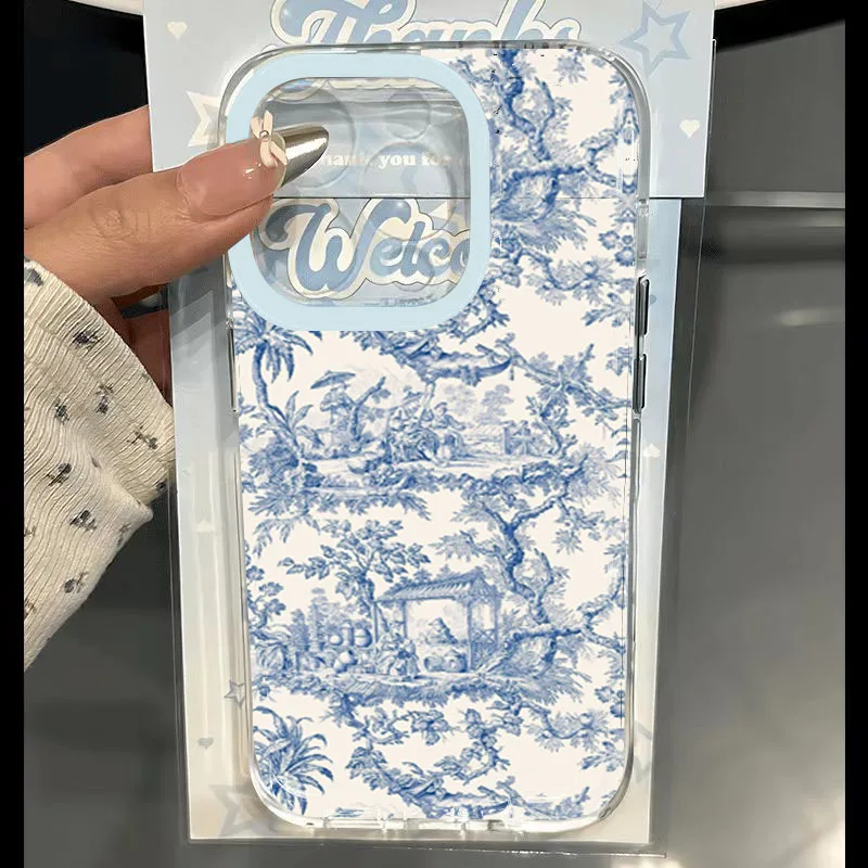 Фото Чехол для Xiaomi 14T Pro Vintage Hand-Drawn Blue Floral Мягкие прозрачные чехлы для телефонов Xiaomi Mi 11 Lite 5G 14 13 12 13T 12T Cover №4