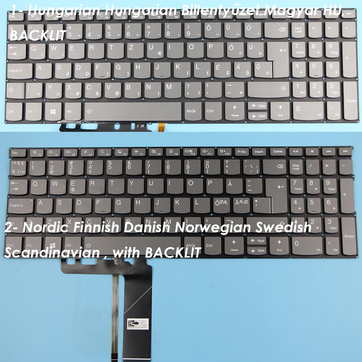 

New Hungarian Nordic Keyboard for Lenovo Ideapad 3-17ADA05 3-17ARE05 3-17IML05 3-17IIL05 V17–IIL BACKLIT