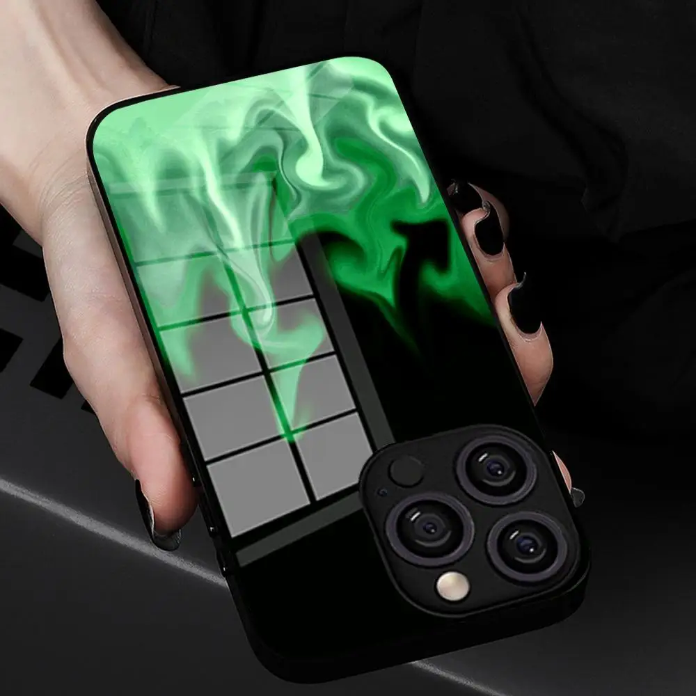 Чехол для телефона с пламенным узором новинка 2024 закаленное стекло IPhone 16 15 Pro Max 14