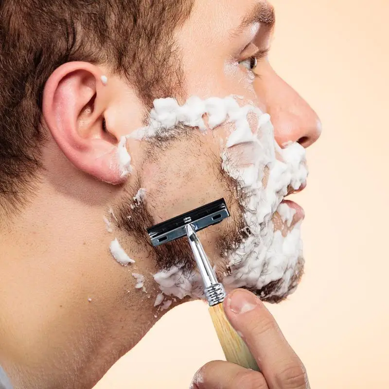 

Ручная бритва с бамбуковой ручкой, ручная бритва из нержавеющей стали, простые экологически чистые безопасные бритвы для отеля, дома