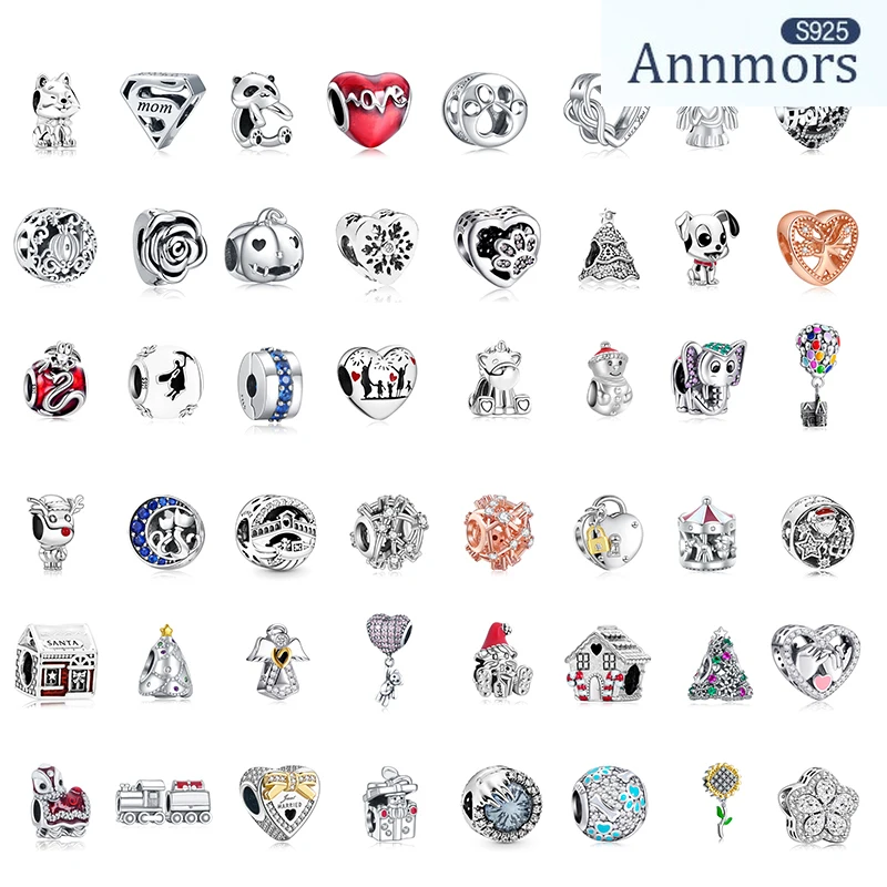 

Annmors Fit Original Charms Bracelet 925 Sterling House Family Boy Girl Tree Apple Charm Beads DIY Women Jewelry As Gifts