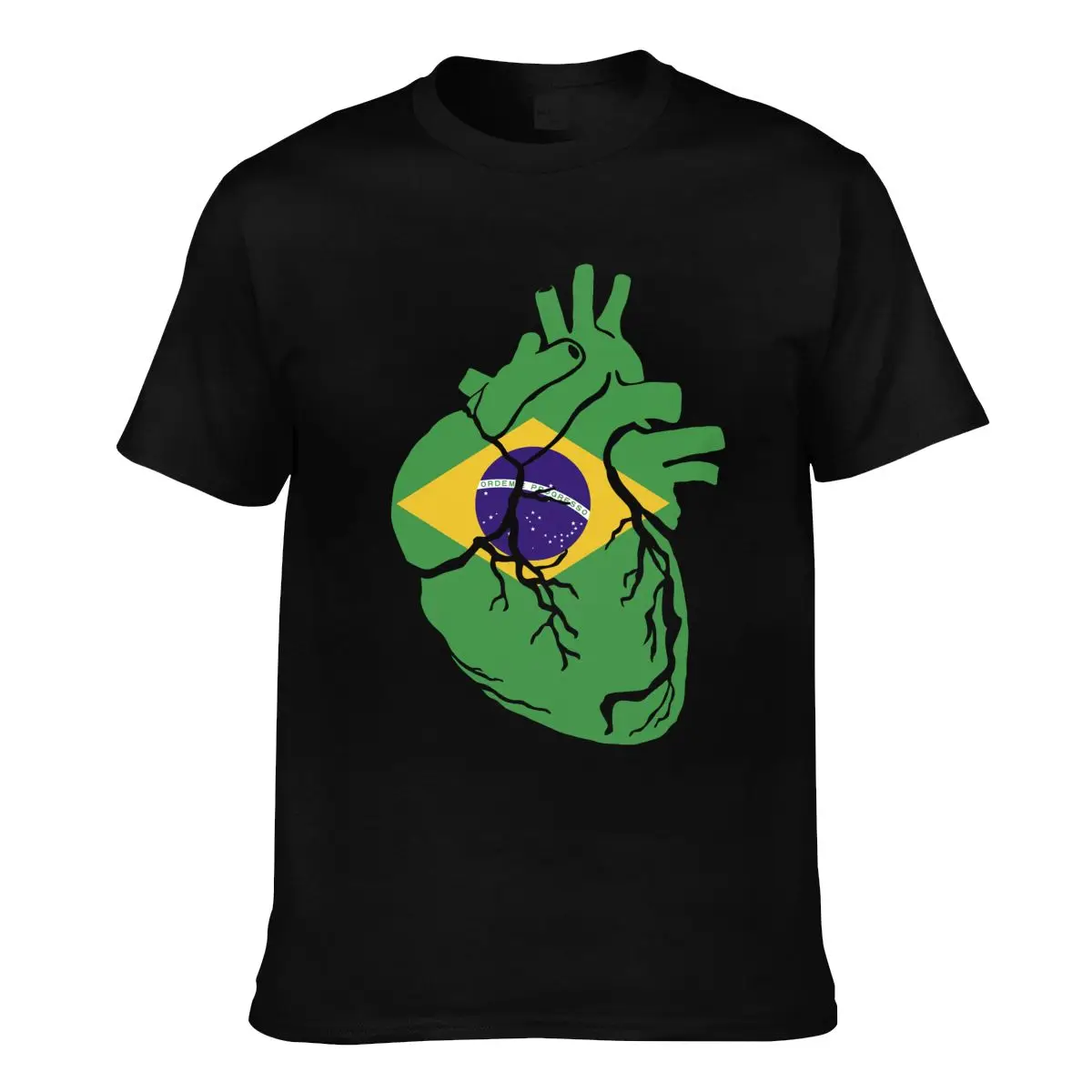 

Brazil Anatomical Heart Shape Country Flag Short Sleeve 100% Cotton T shirts Men Women Unisex Clothing T-Shirt Tops Tees