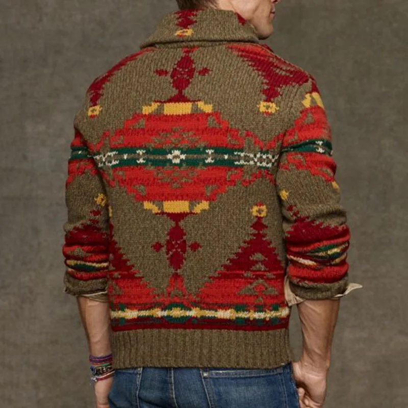 Men's Autumn and Winter New Jacquard Sweater Long-sleeved Pullover Bottoming Knitwear
