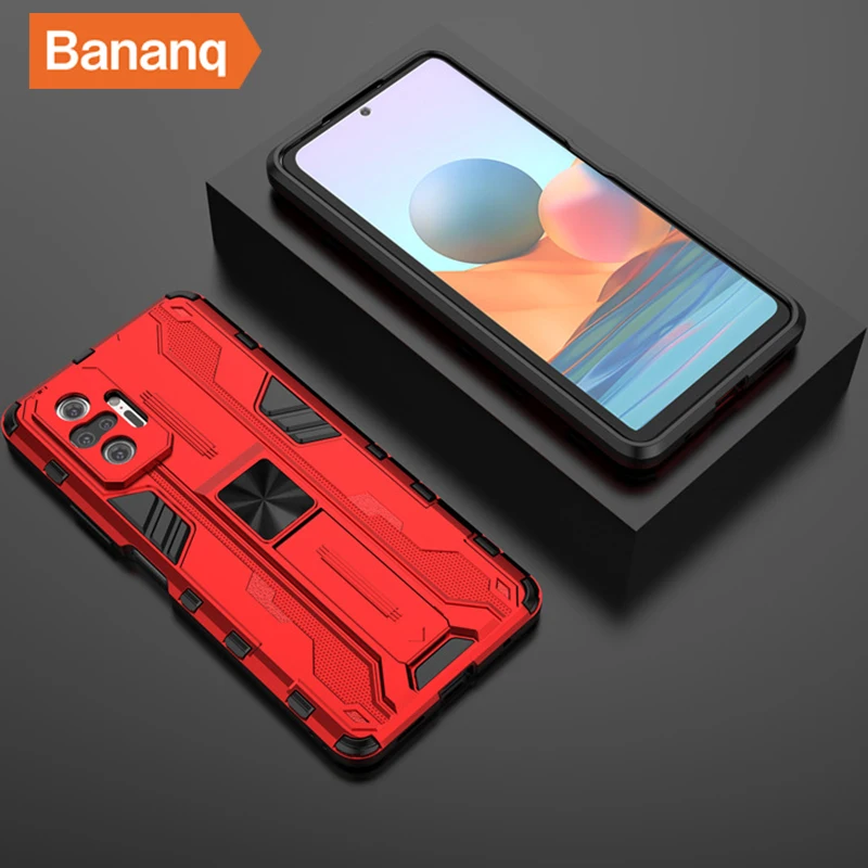 

Bananq Shockproof Bracket Armor Case For Redmi Note 9 10 11 11T 11S 11E K40 K50 Pro Plus 4G 5G K40S 10A 9C Kickstand Phone Cover