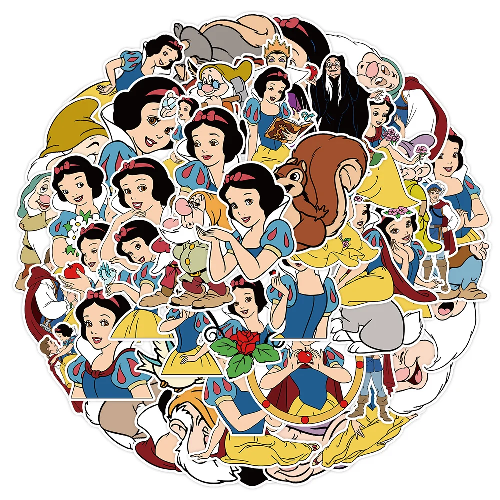 

10/30/50pcs Disney Anime Snow White and the Seven Dwarfs Stickers for Kids Cartoon Decals Laptop Scrapbooking Decoration Sticker