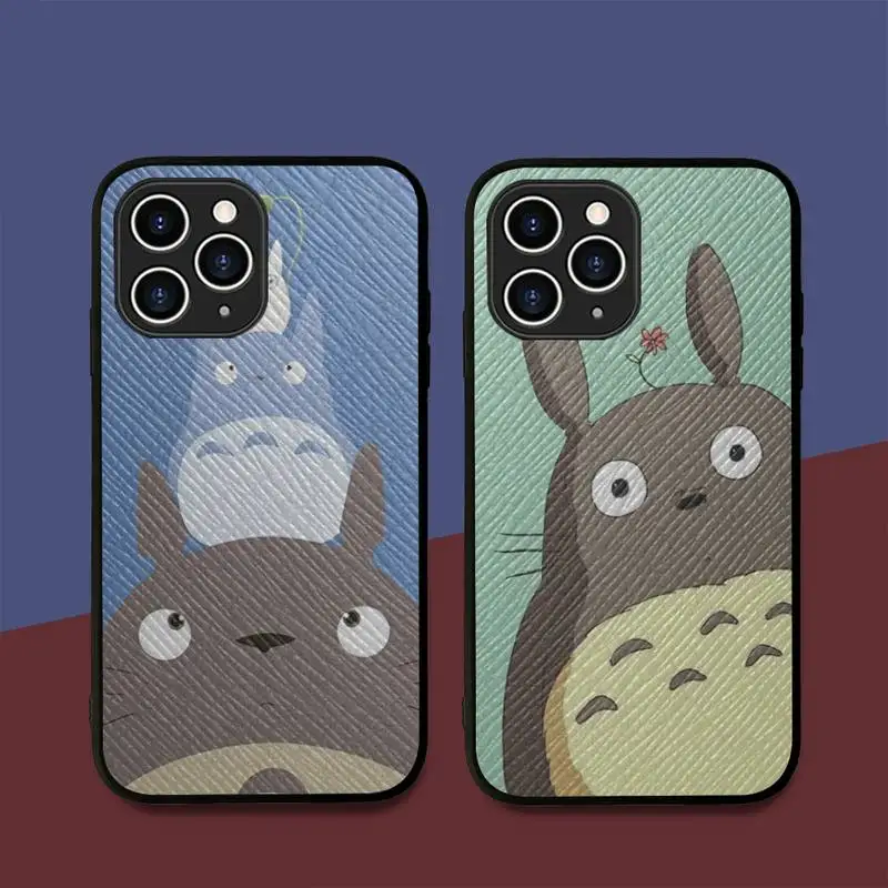 

Anime My Neighbor Totoro Phone Case Hard Leather Case for iPhone 11 12 13 Mini Pro Max 8 7 Plus SE 2020 X XR XS Coque