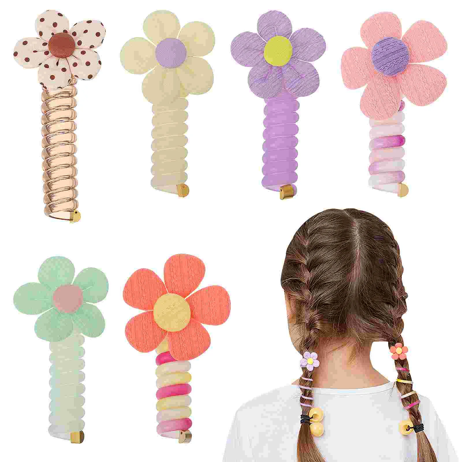 

Spiral Hair Ties Toddler Rubber Bands For Girls Elastics Cute Little Ponytail Holders Scrunchies Kids Telephone Line