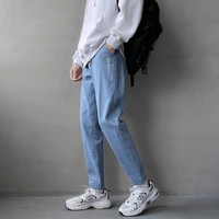 new loose men jeans male trousers simple design high quality cozy all match students daily casual straight denim pants