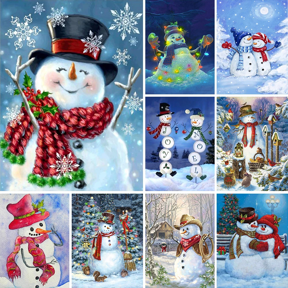 

5D DIY Full Drill Diamond Drawing Snowman Embroidery Mosaic Kits Picture Art Craft Bedroom Home Decoration Gift