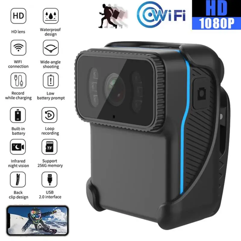 

CS02 1080P HD Portable Body Action Camera WiFi DV Camcorder Loop Recording Support TF Card Night Vision Cam MP4 Video 900mAh