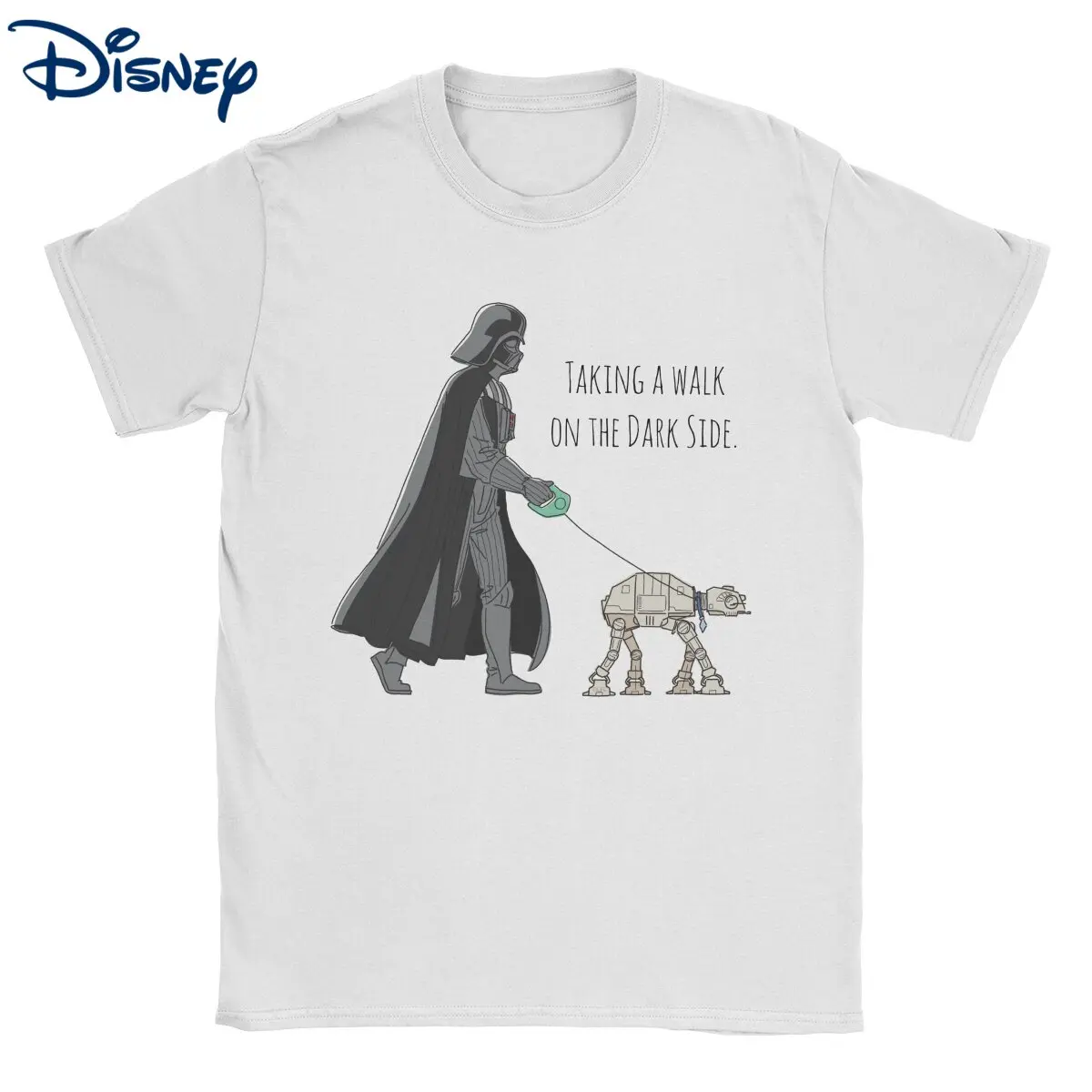 

Men T-Shirts Disney Darth Vader Walking Pet AT-AT 100% Cotton Tees Star War Short Sleeve T Shirt Round Neck Clothing New Arrival