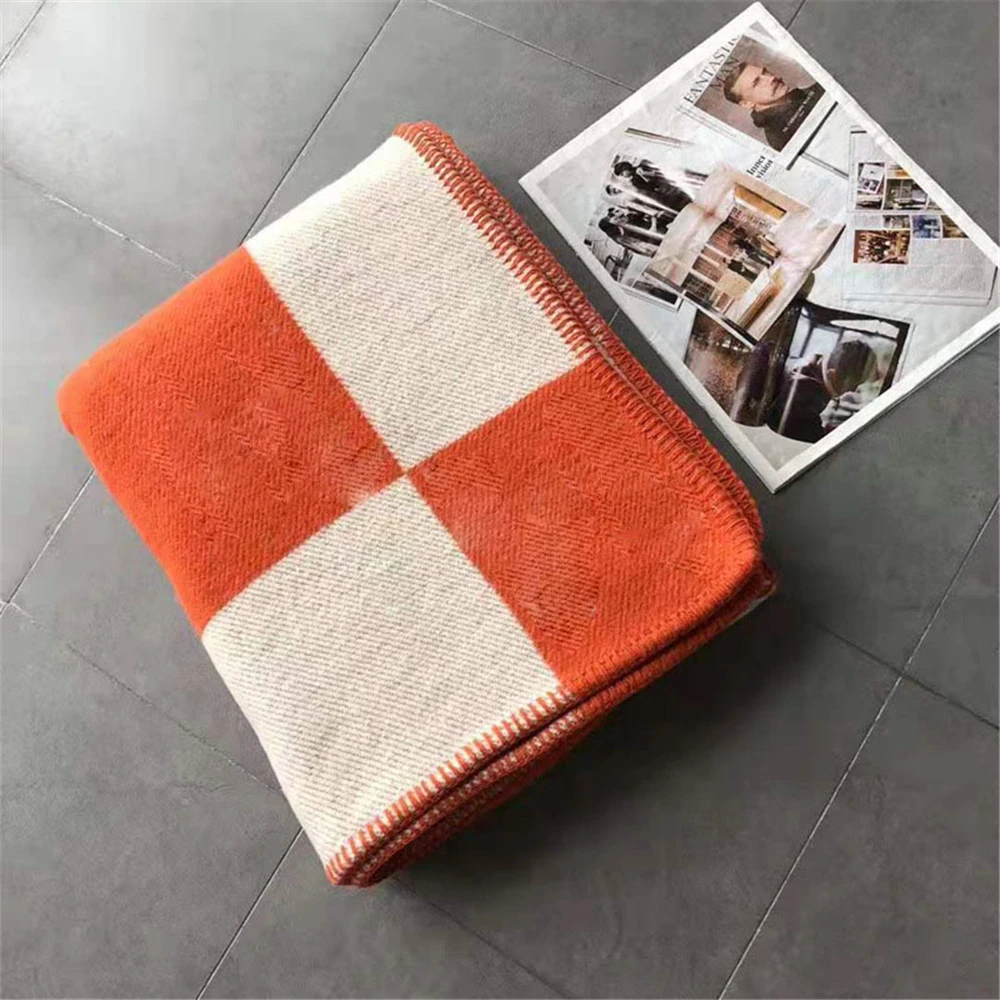 

Plaid H Blanket Soft Sofa Bed 140*170cm High Quality Wool Blanket Knitted Portable Wearable Throw Blanket For Adults 1400G