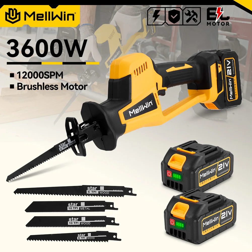MELLWIN 3600 Вт Бесщеточная электрическая сабельная пила Беспроводная ...