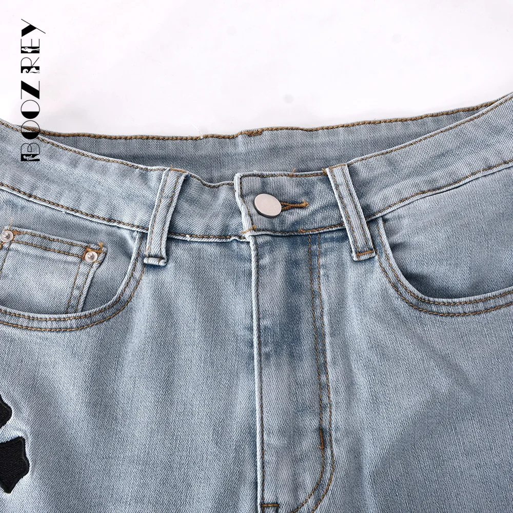 BoozRey Cross Embroidery Gothic Y2k Jeans Summer Sexy High Waisted Jeans Streetwear Women 2022 Long Pants Goth Female Clothing