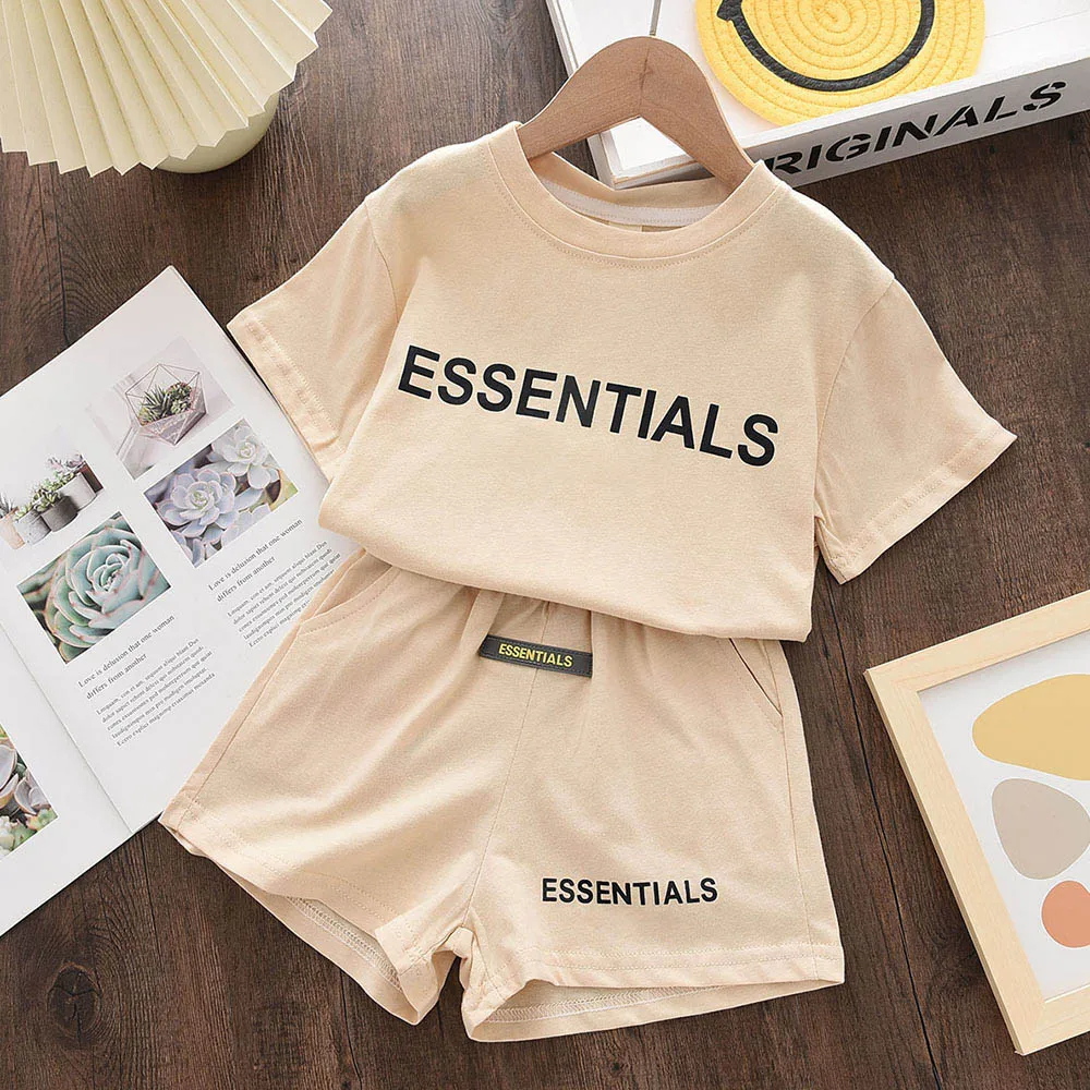 New Boys Girls Outfits Sets Summer Casual Letter Printing T-shirt and Shirts Set 2pcs Baby Clothes Sportswear Home Pajamas Suits