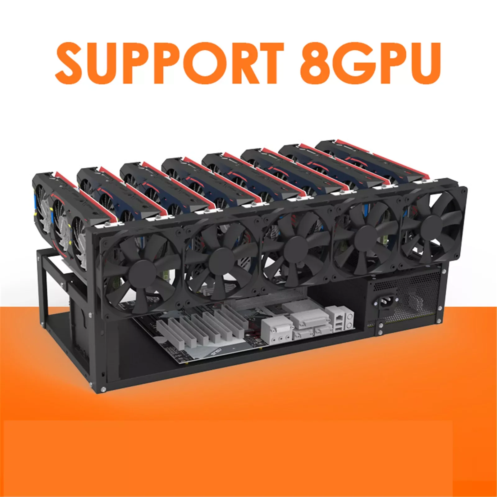 Mining Machine Frame Mining Rig Frame Case Graphics Card Bracket Holds 8GPU Mining for Crypto Coin Currency Bitcoin Mining