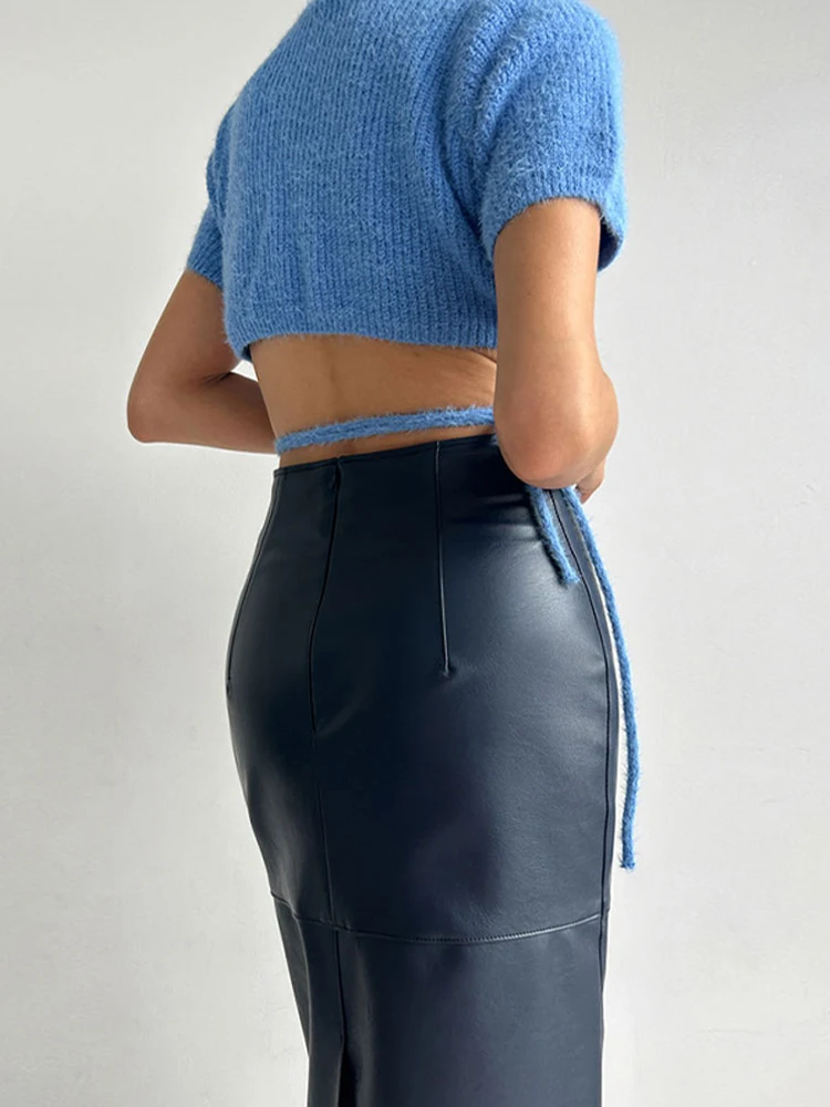 Элегантная женская юбка из искусственной кожи трапециевидная Женская мини-юбка