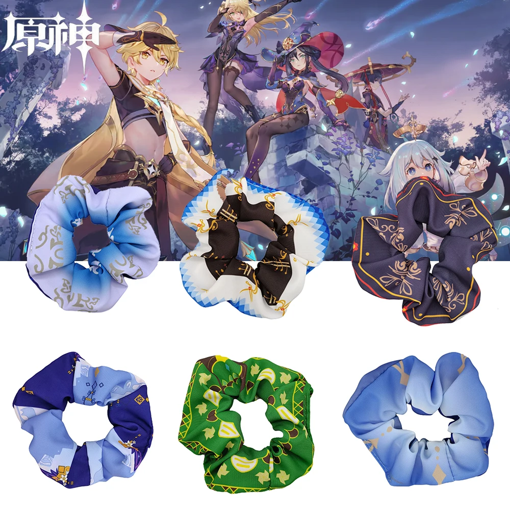

30Pcs Anime Scrunchie Genshin Impact Hutao Zhongli Ganyu Cosplay Elastic Hair Bands Girls Headwear Hair Accessories Wholesale