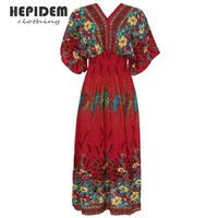 hepidem clothing fashion designer summer long dresses women short sleeve pearl patchwork mesh vintage jacquard dress 70059