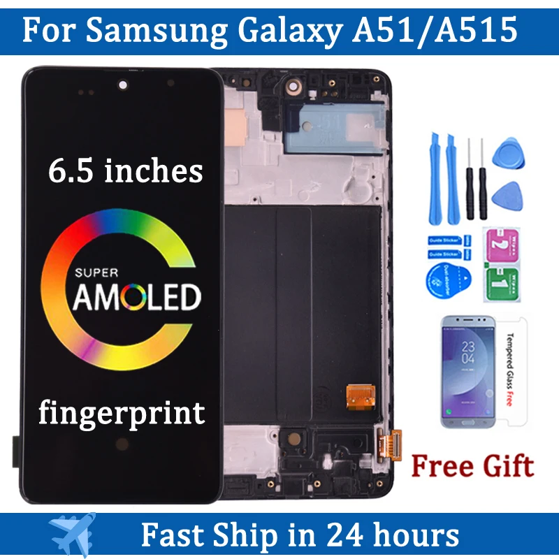 Супер АМОЛЕД для Samsung Galaxy A51 ЖК-дисплея A515 A515F A515F/DS A515FD с сенсорным экраном и рамкой цифрового сбора.