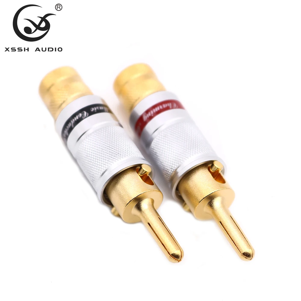 4 шт. Штекерный кабель для динамика XSSH YIVO OEM ODM DIY Оптовая Продажа HIFI чистое медное покрытие золото 9 мм аудио разъемы Банановый штекер