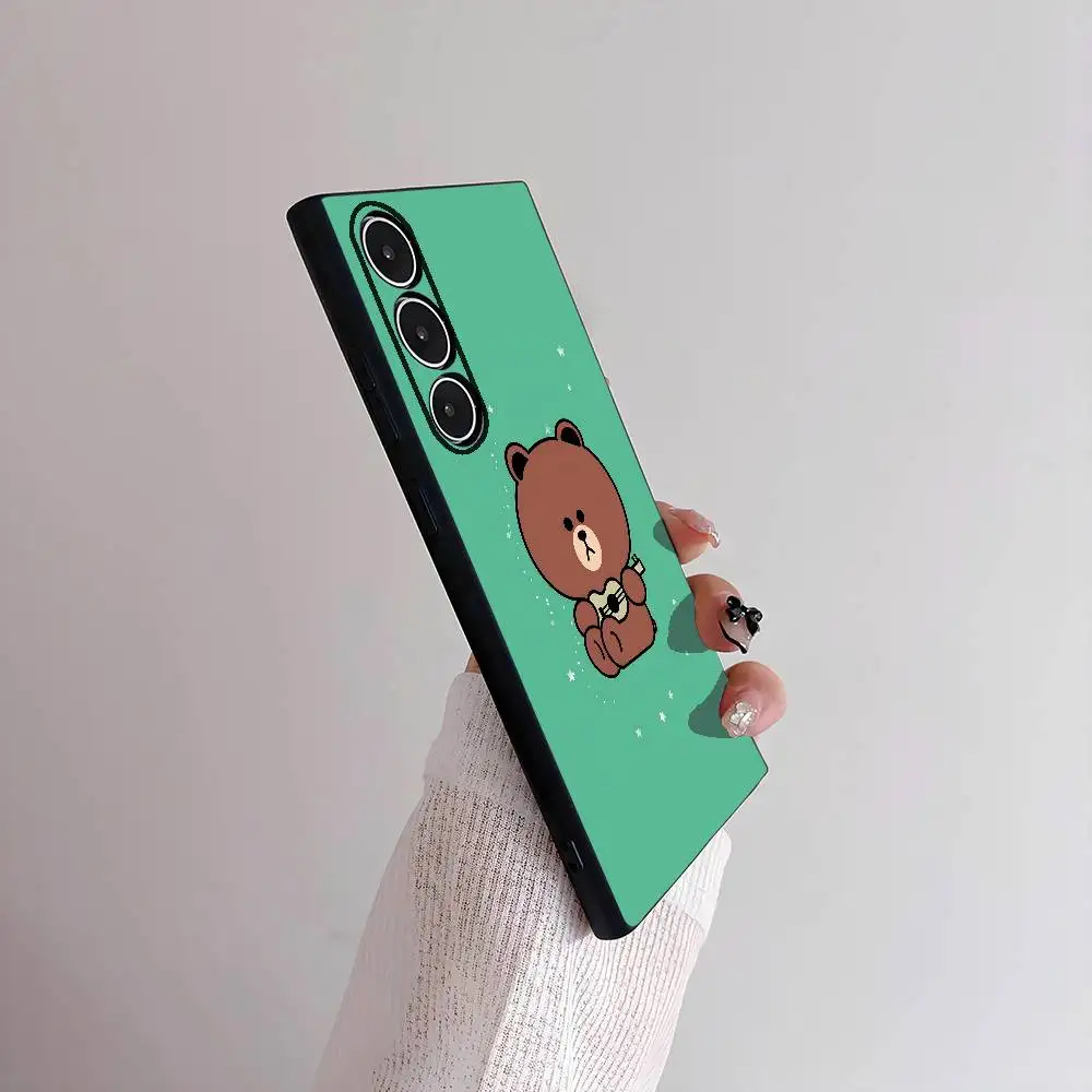 Фото Милый чехол для телефона L-LINE FRIENDS с коричневым медведем и кони, приятный для кожи мягкий чехол из ТПУ, совместимый с Samsung S21/S22/S23/S24/S25 FE/Pl №4