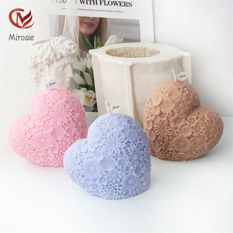

Mirosie Silicone 3d Heart Flower Candle Mold Valentine's Day Wedding Decoration Aromatherapy Atmosphere Home Decoration